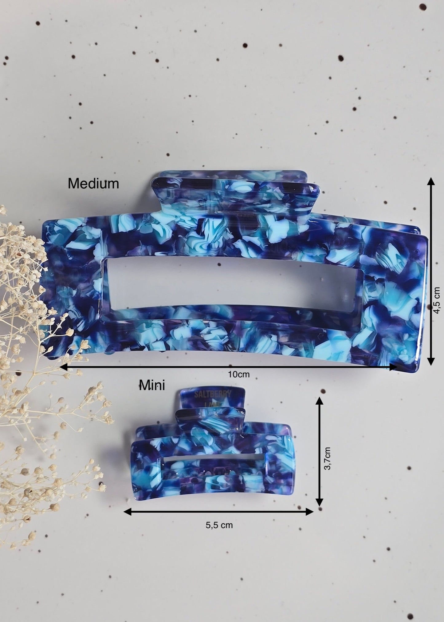 Ocean Bloom Haarclip – glänzende blaue Acetat-Klammer mit maritimen Farben