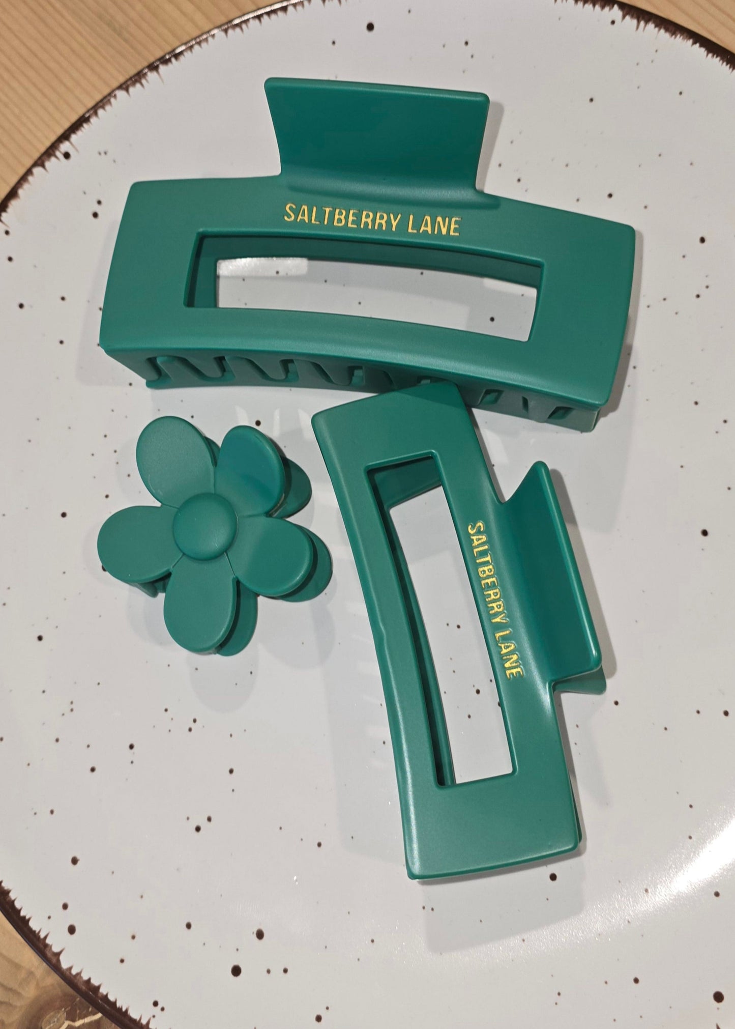 Grüne Haarklammer in matter Optik – Veridian Green Haarclip von Saltberry Lane, stilvolles Haaraccessoire aus der Matte Collection