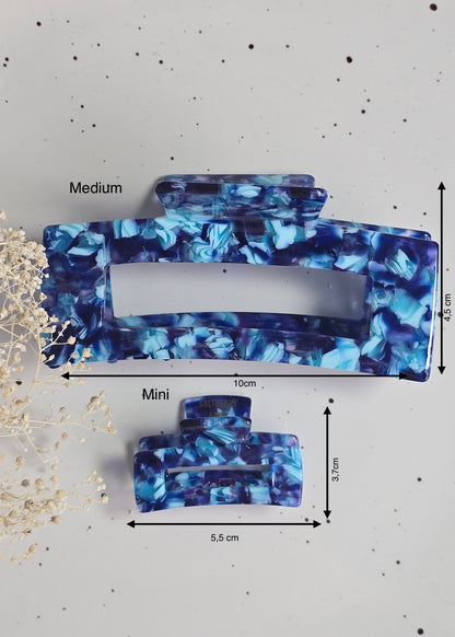 Ocean Bloom Haarclip – glänzende blaue Acetat-Klammer mit maritimen Farben